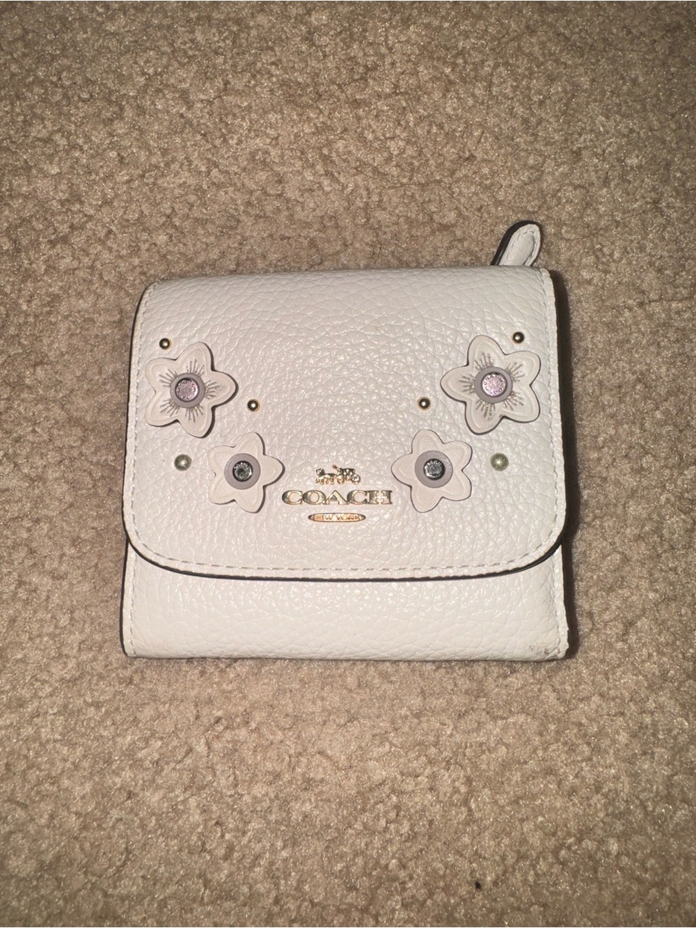 Coach White Floral Appliqué Wallet